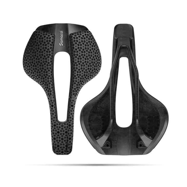 R2 3D Printed Road Bike Saddle featuring advanced carbon fiber and nano PU printing technology for ultimate comfort.