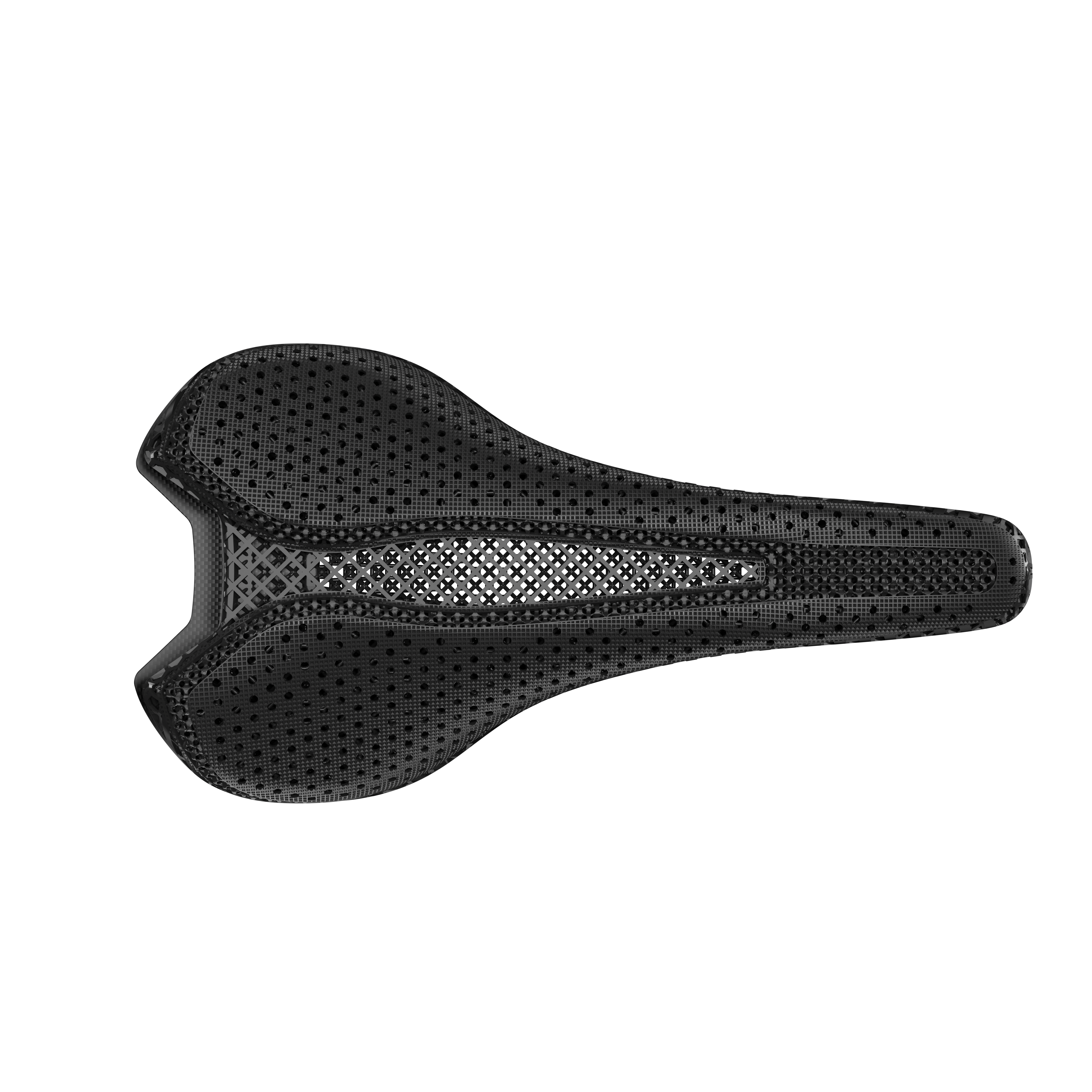 R5 3D Printed Road Bike Saddle with advanced carbon fiber construction for strength and comfort