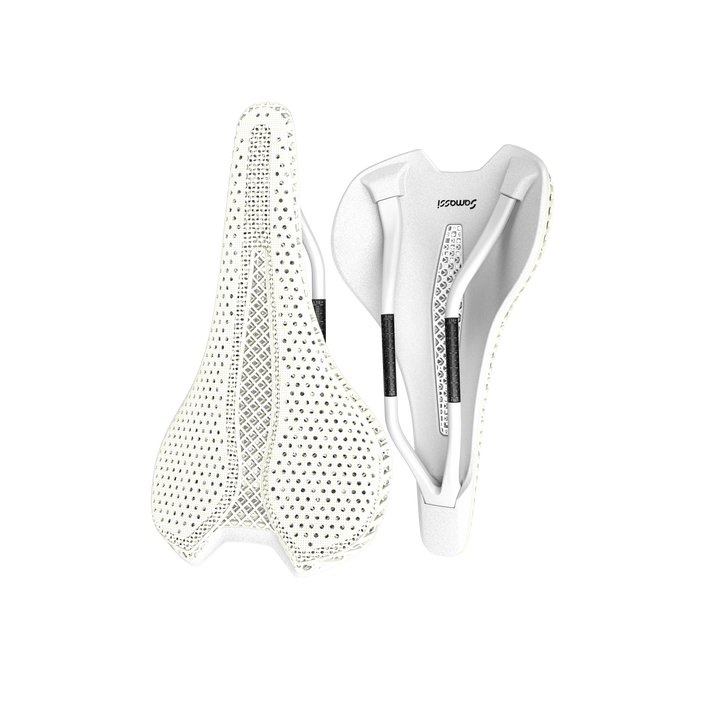 Samassi Black 3d Printed Saddle Road Bicycle Seats - R5 (White)
