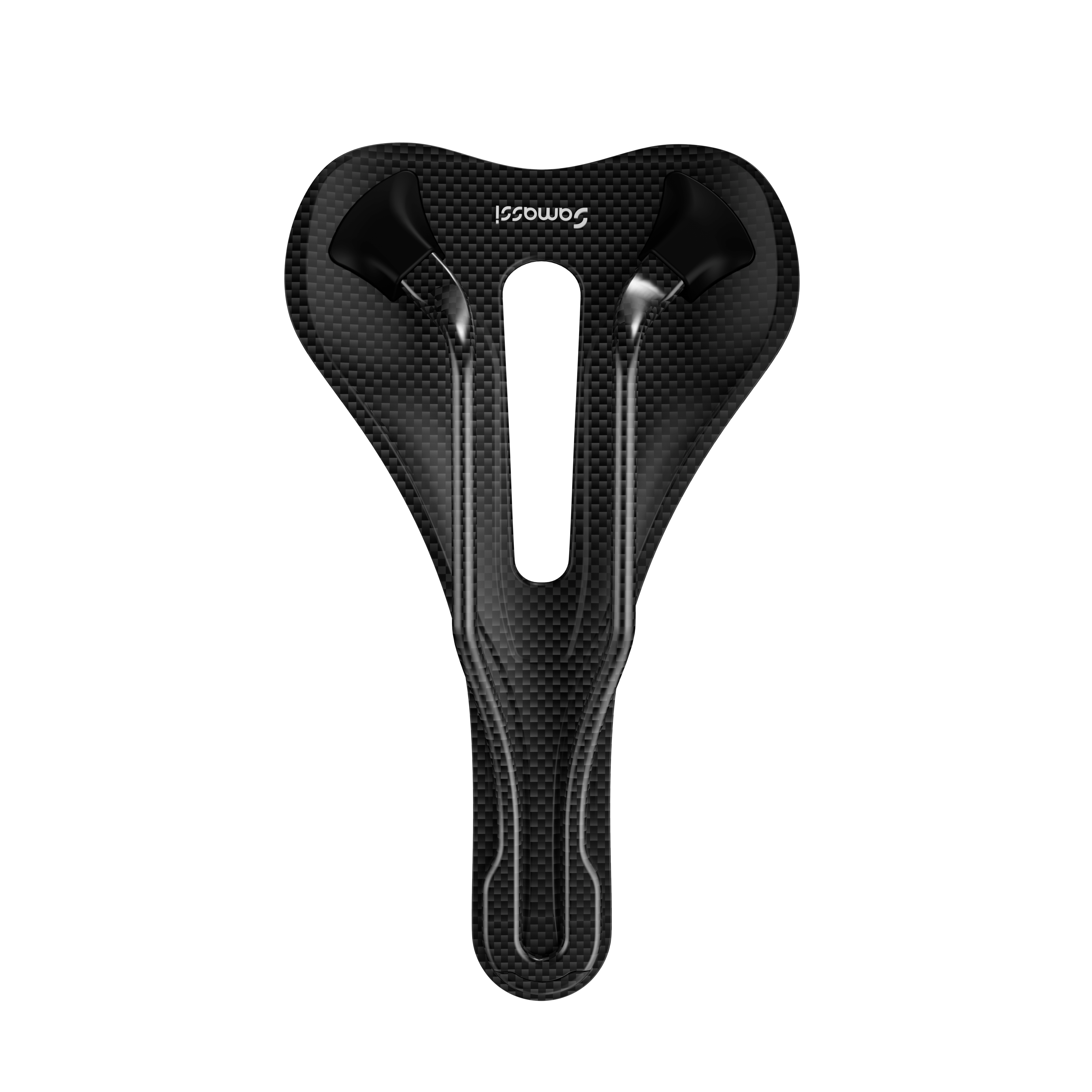 R7 3D printed bike saddle with advanced carbon fiber construction and nano PU printing for comfort and durability.