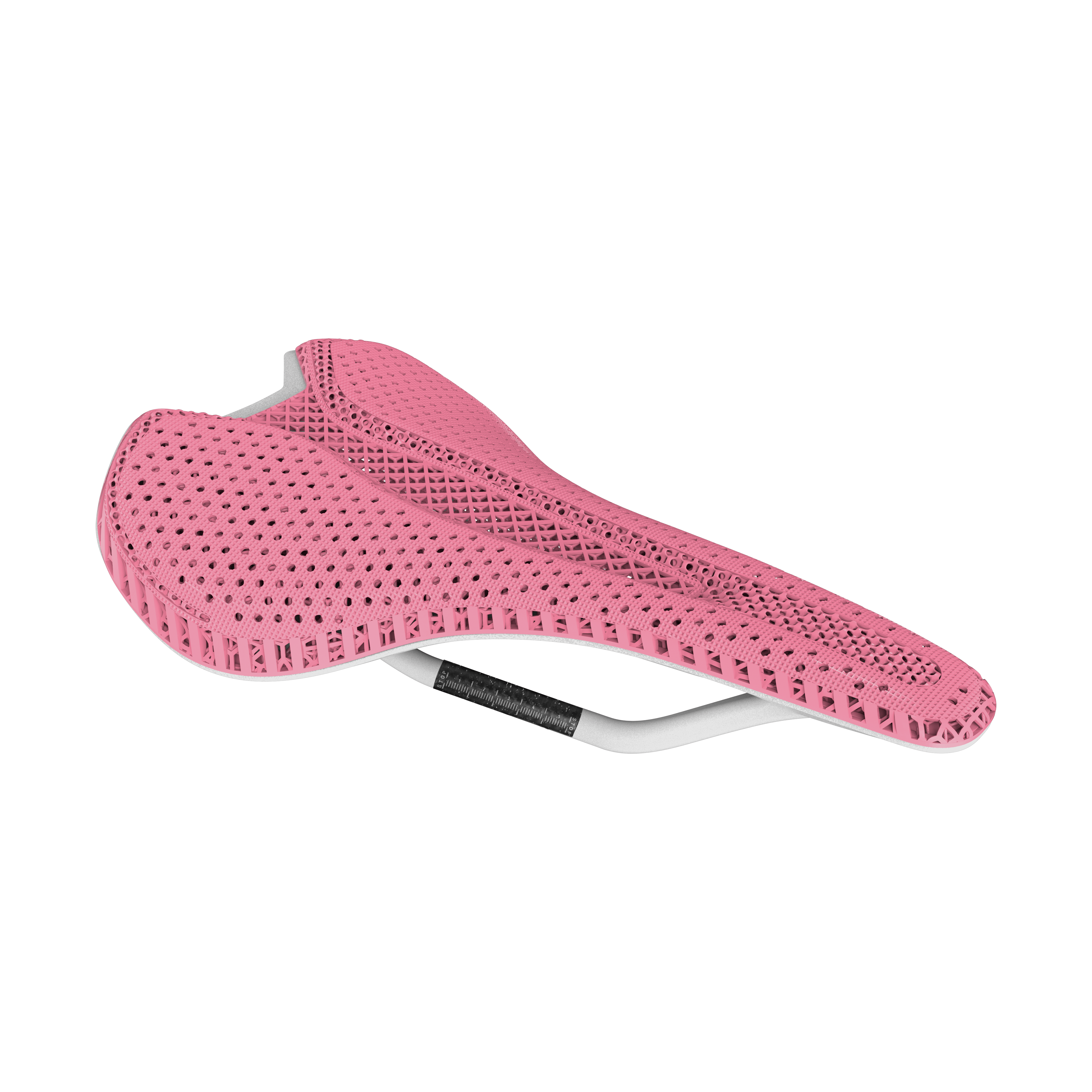 R5 3D Printed Road Bike Saddle in pink with advanced carbon fiber construction for lightweight performance.