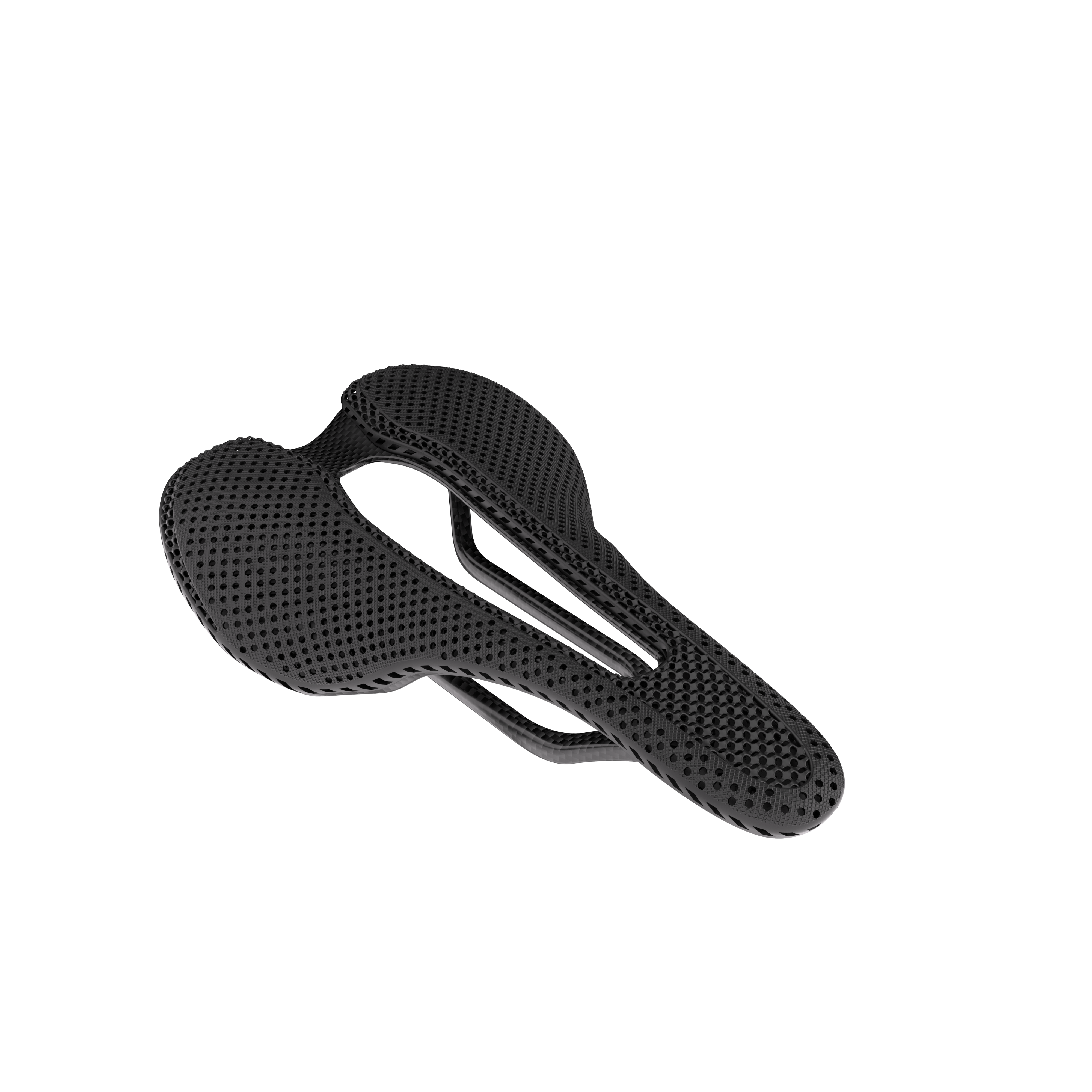 R3 bike saddle made of advanced carbon fiber with nano PU printing for comfort and durability.