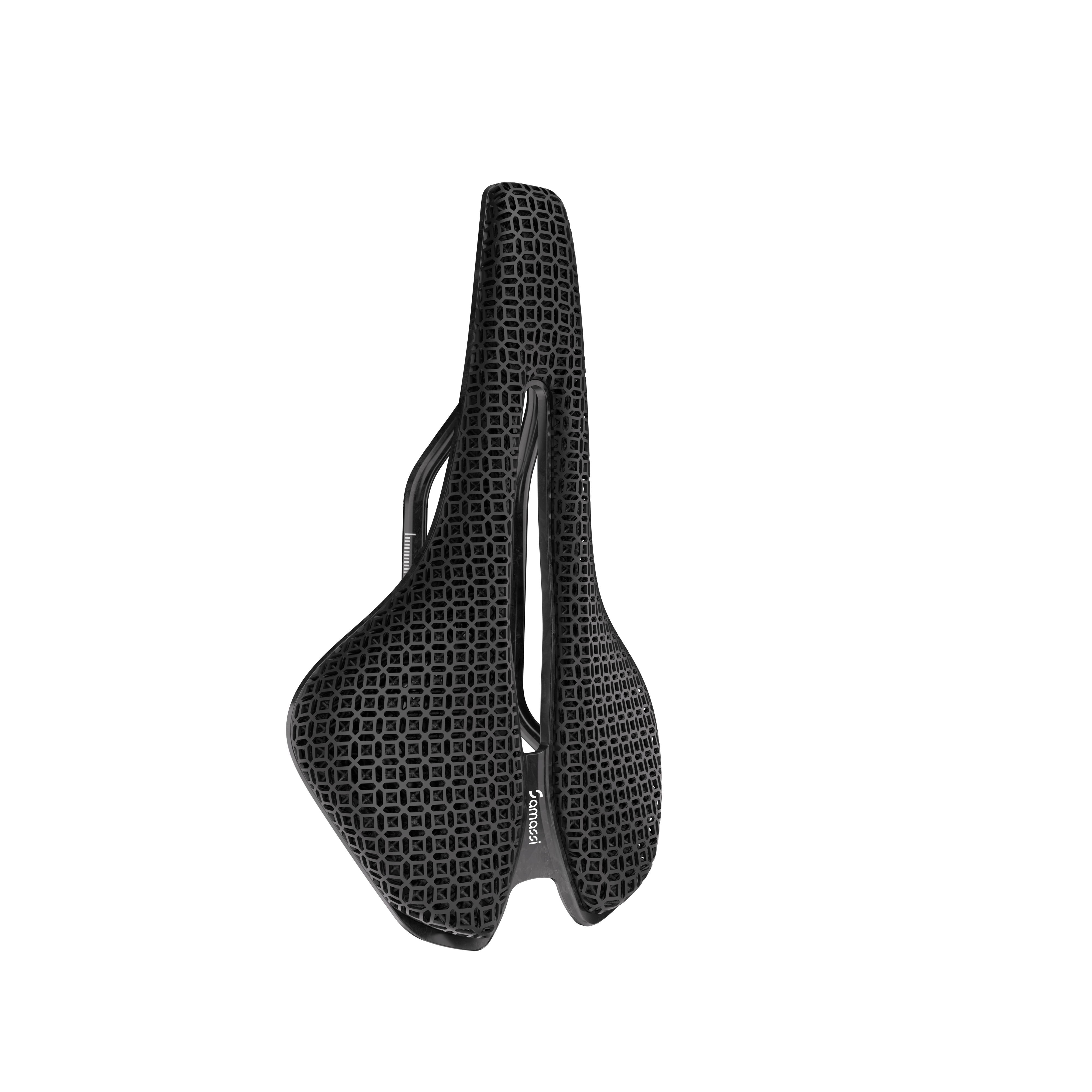 R4 bike saddle featuring advanced carbon fiber construction and nano PU printing technology for enhanced comfort.