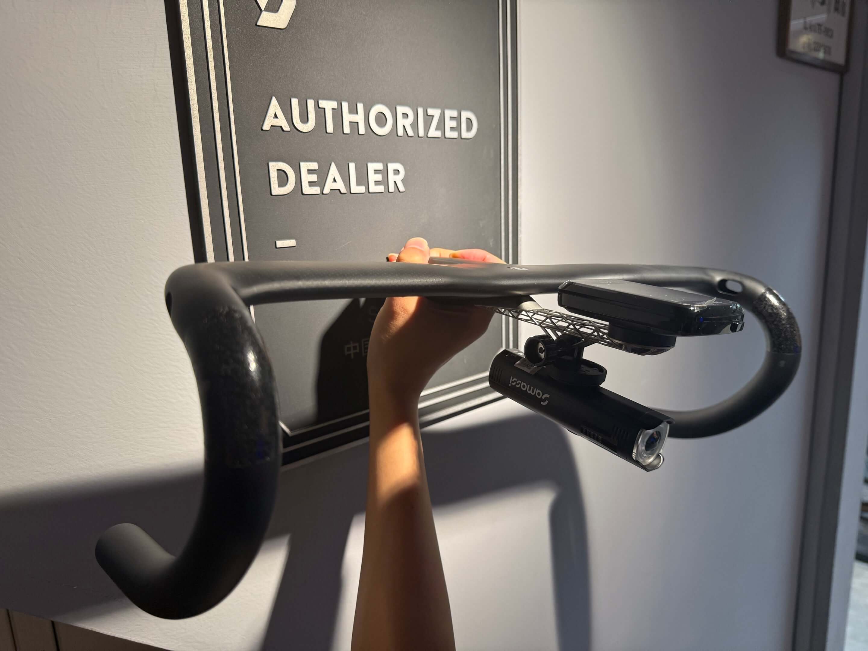 Scott Addict RC Titanium Bike Computer Mount Suit for Integrated Handlebar attached to bike handlebars.