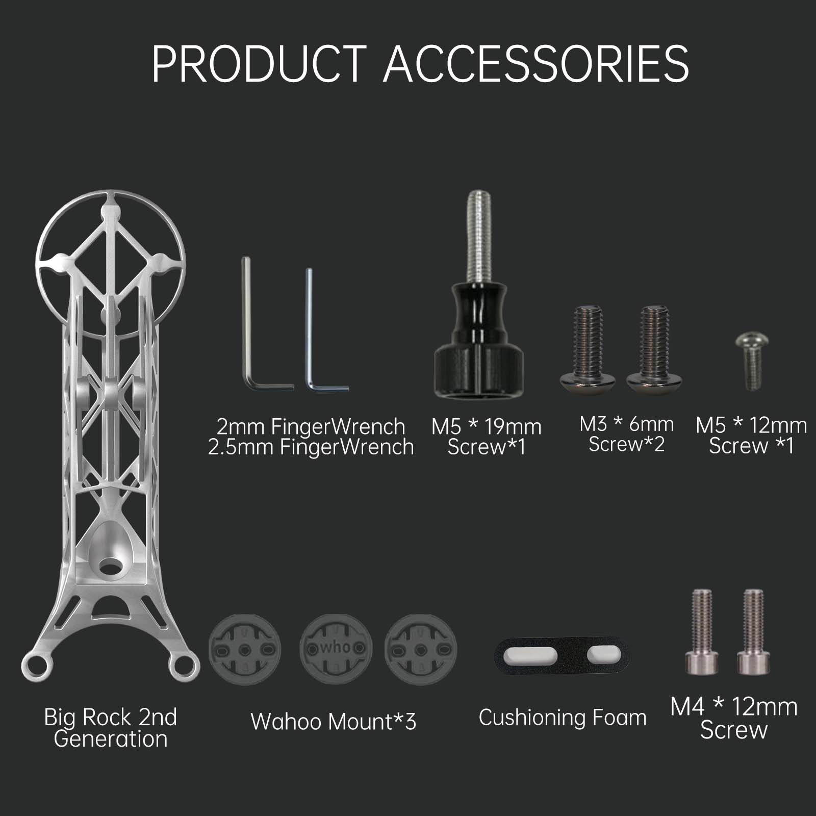 Big Rock 2nd Generation Integrated Handlebar Titanium Bike Mount product accessories including screws and wrenches