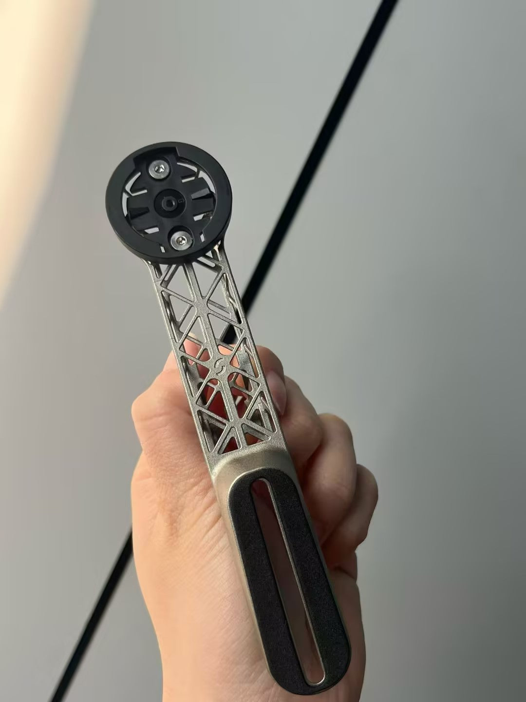 3D-Printed -10° Titanium Bike Computer Mount for Canyon Integrated Handlebars, Ultra-Light, High Strength, Fully Hollowed Design, 1Pcs