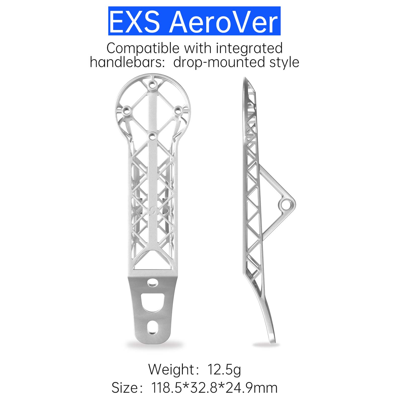 EXS AeroVer 3D-Printed Titanium Bike Computer Mount, Samassi Ultra-Light High Strength Bike Mount, Fully Hollowed Design