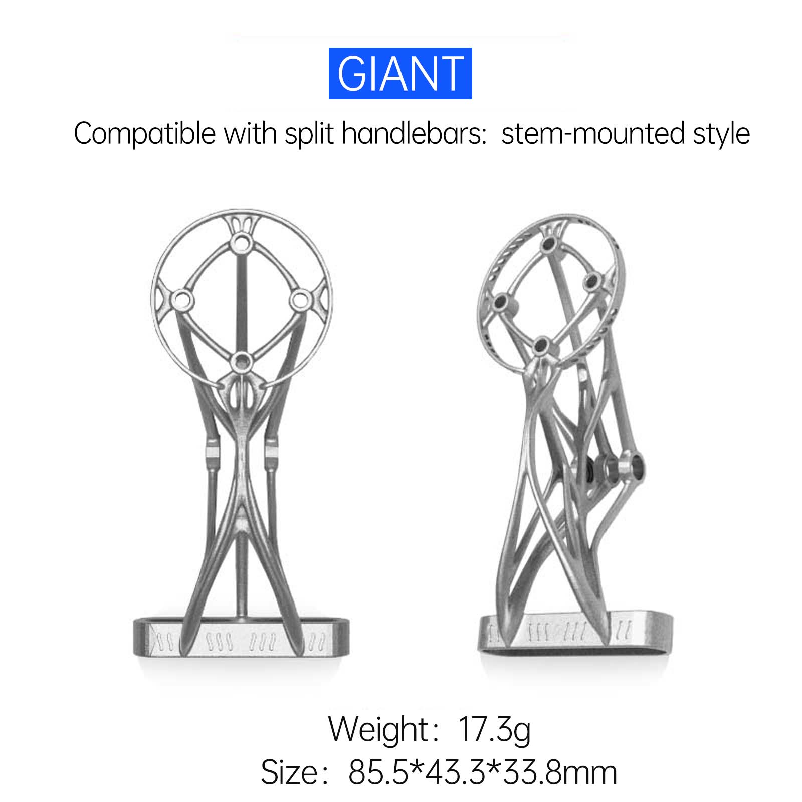 GIANT 3D-Printed Titanium Bike Computer Mount, Samassi Ultra-Light High Strength Bike Mount, Fully Hollowed Design
