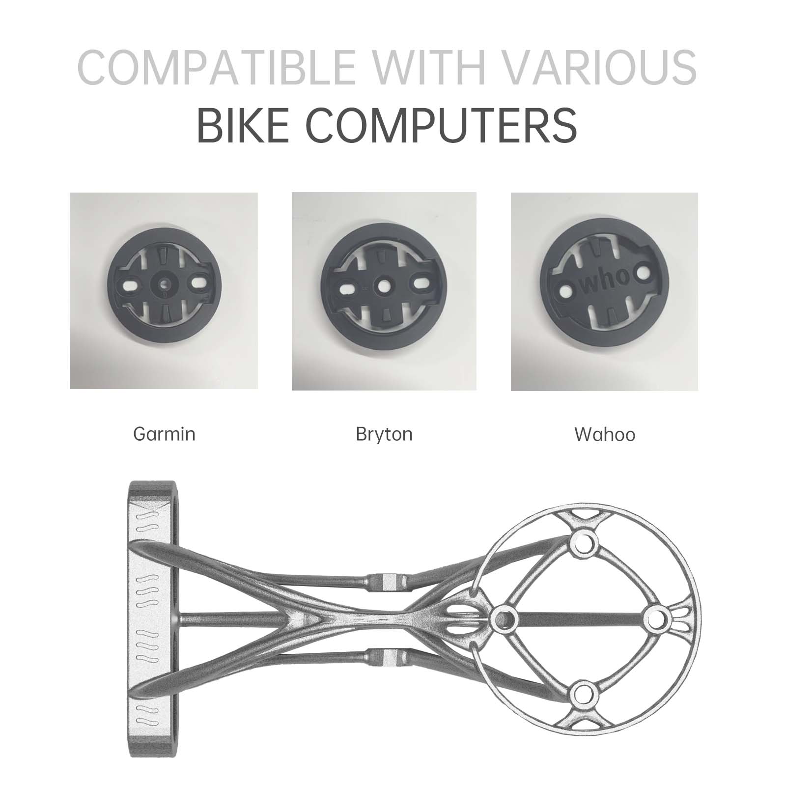 GIANT 3D-Printed Titanium Bike Computer Mount, Samassi Ultra-Light High Strength Bike Mount, Fully Hollowed Design