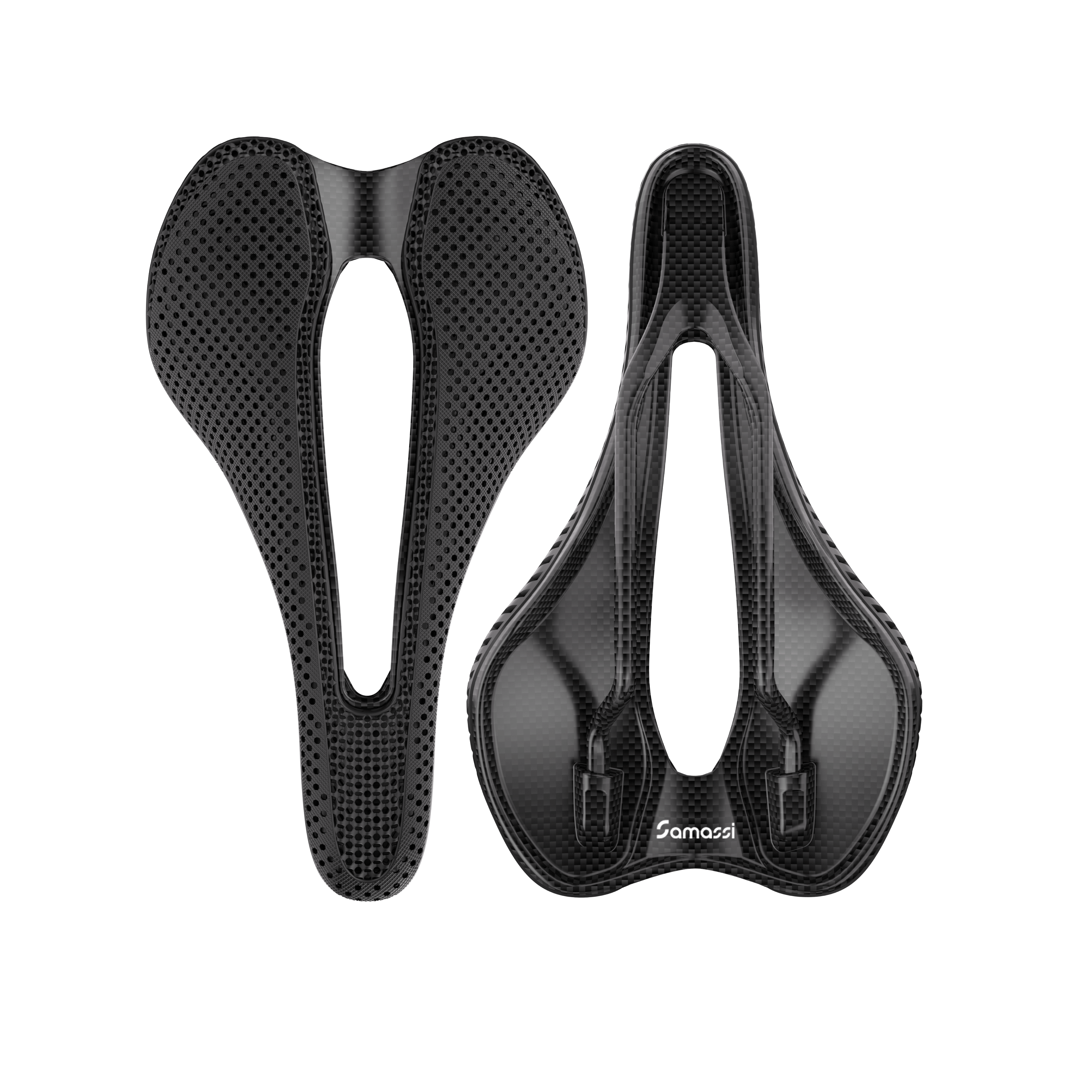 R3 bike saddle featuring advanced carbon fiber construction and nano PU printing technology for optimal cycling comfort.
