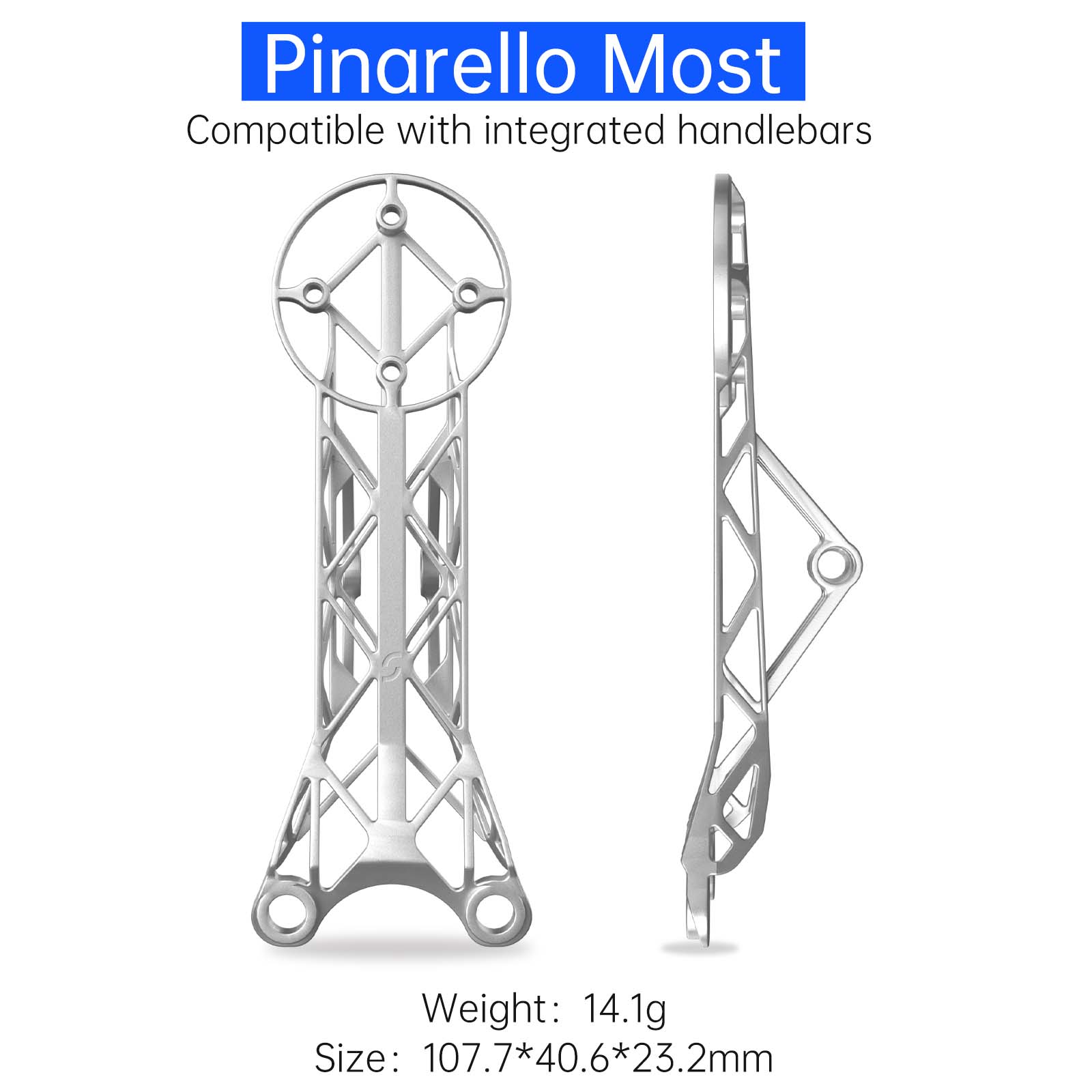 Pinarello Most 3D-Printed Titanium Bike Computer Mount, Samassi Ultra-Light High Strength Bike Mount, Fully Hollowed Design