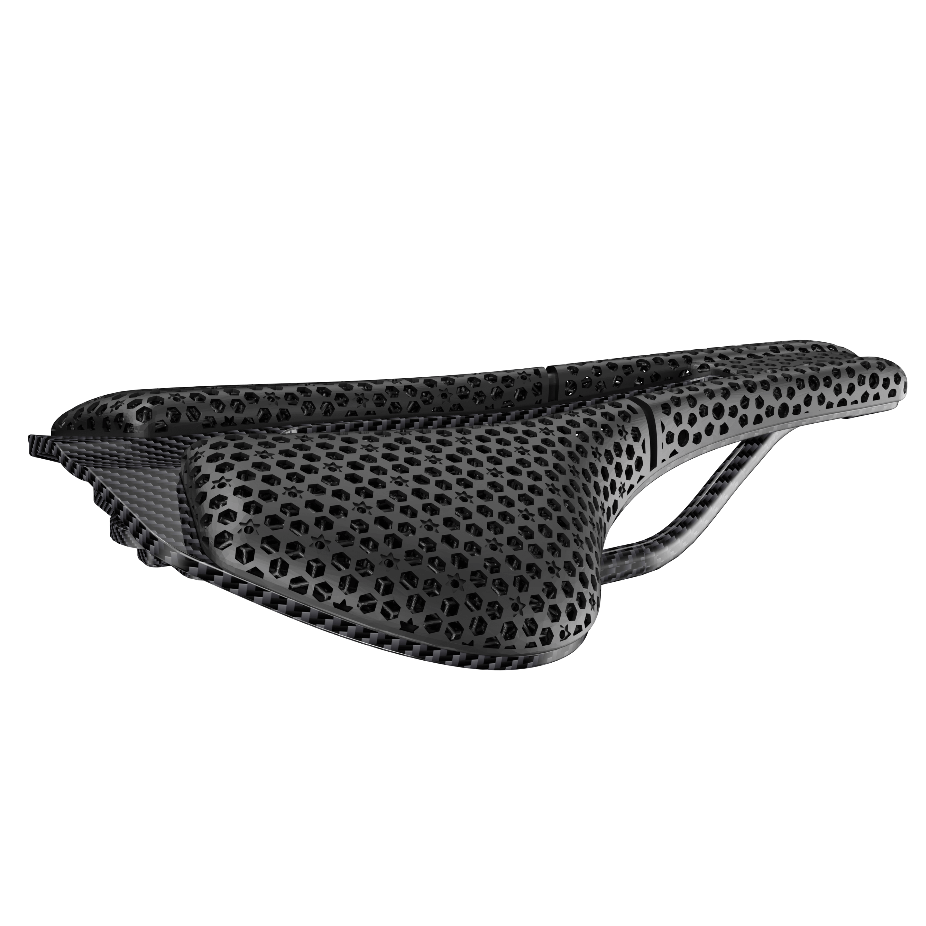R2 3D Printed Bike Saddle made with advanced carbon fiber and nano PU printing technology for ultimate comfort.