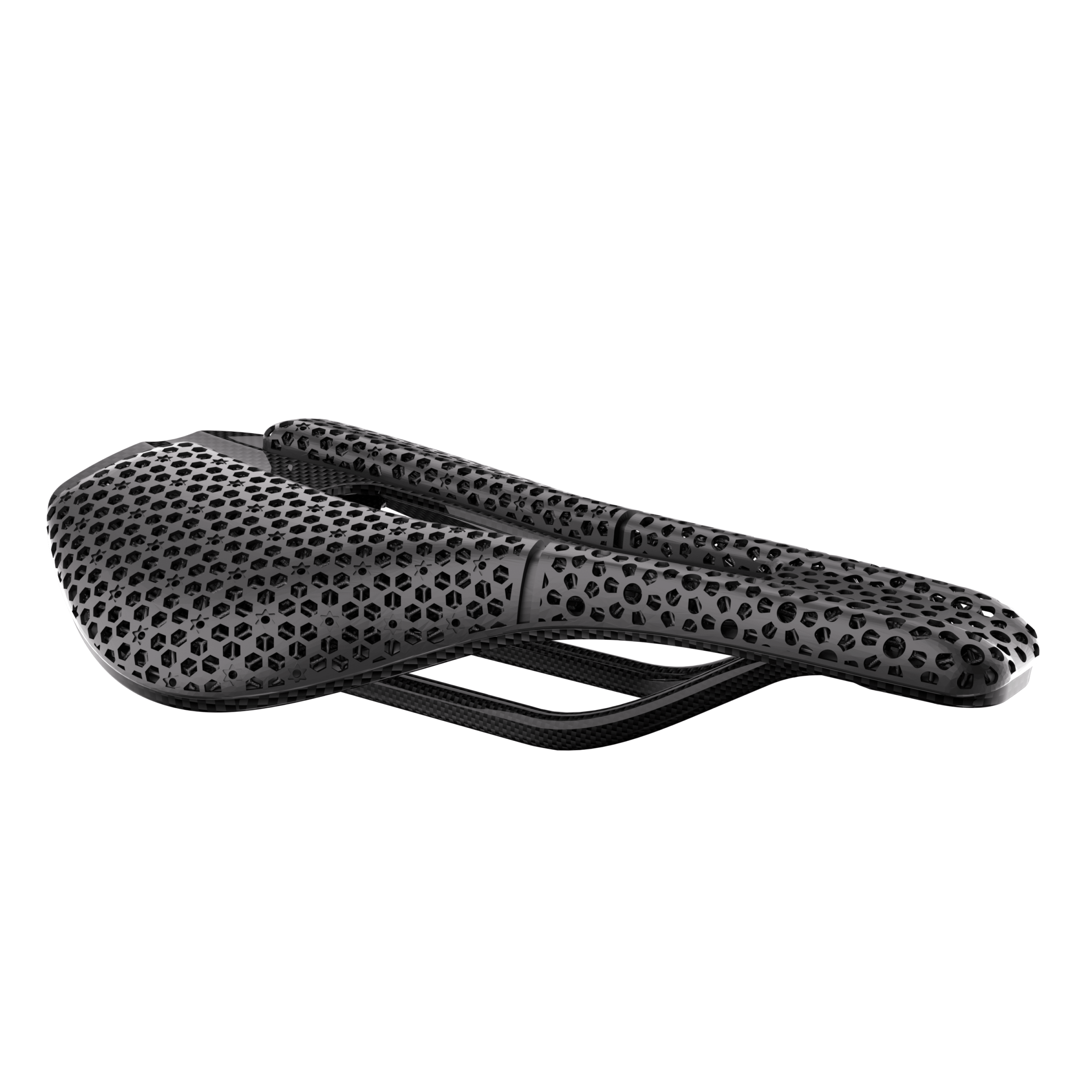 R2 3D Printed Road Bike Saddle showcasing advanced carbon fiber and nano PU printing for comfort and durability.