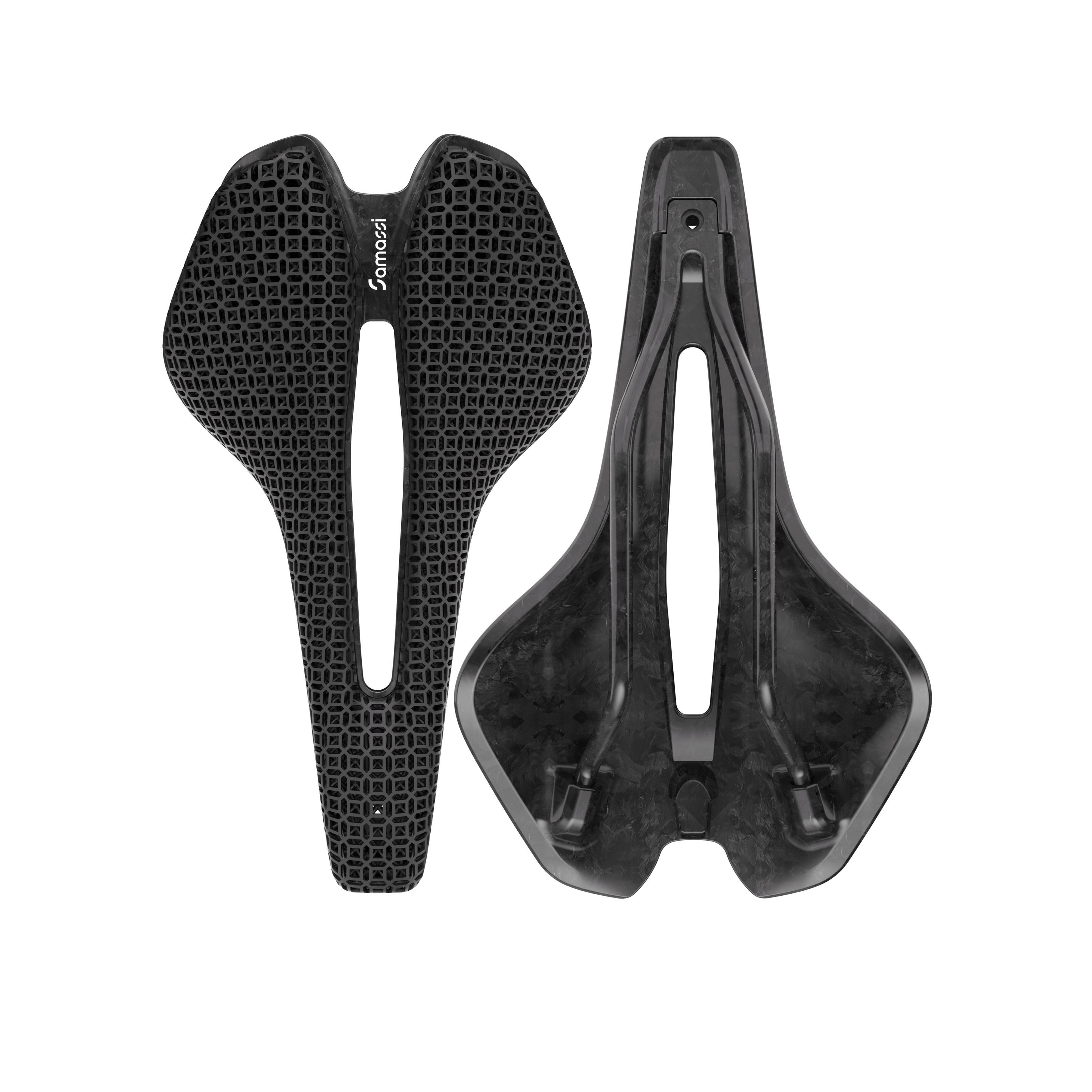 R4 3D Printed Bike Saddle showcasing advanced carbon fiber and nano PU printing technology for optimal performance.