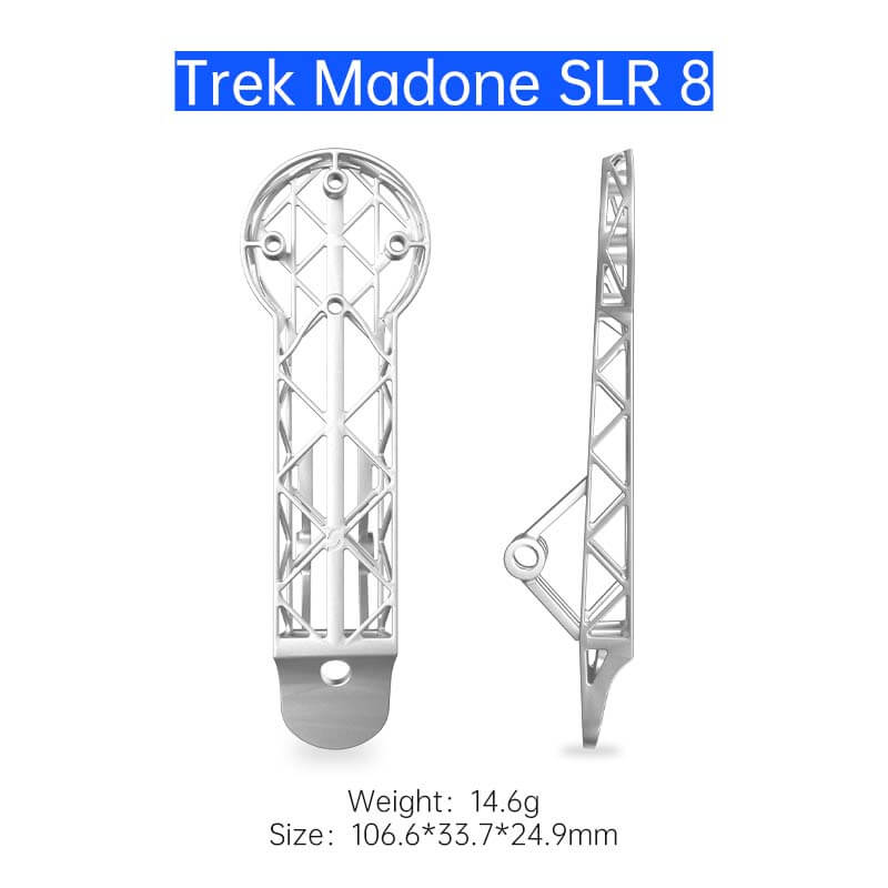 Trek Madone SLR 8, 3D-Printed Titanium Bike Computer Mount with high strength and lightweight design.