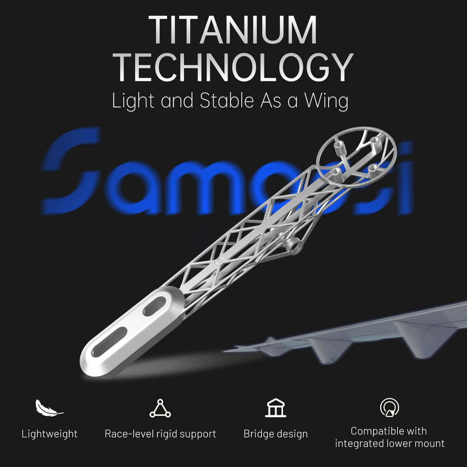 Universal 3D-Printed Titanium Bike Computer Mount Compatible with Integrated Handlebar, Samassi Ultra-Light High Strength Bike Mount for Precision Cycling, Fully Hollowed Design